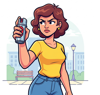 cartoon woman spray